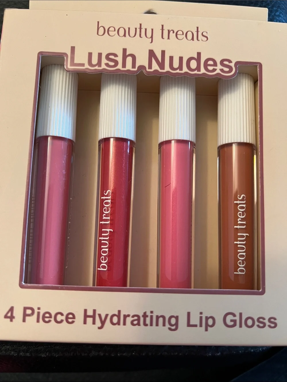 BEAUTY TREATS Lush Nudes 4-Piece Hydrating Lip Gloss Set - Pink & Brown Shades